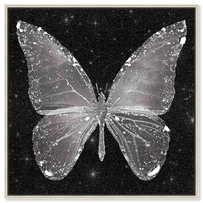 Sparkling Silver Butterfly Canvas Butterfly Art by Art Remedy