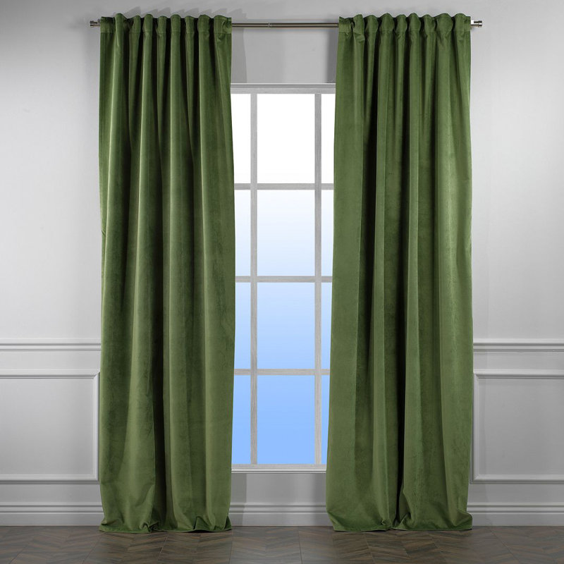 Panneau simple décoratif extra large en velours mat sur mesure, 30 olivine, L 100 po x L 240 po