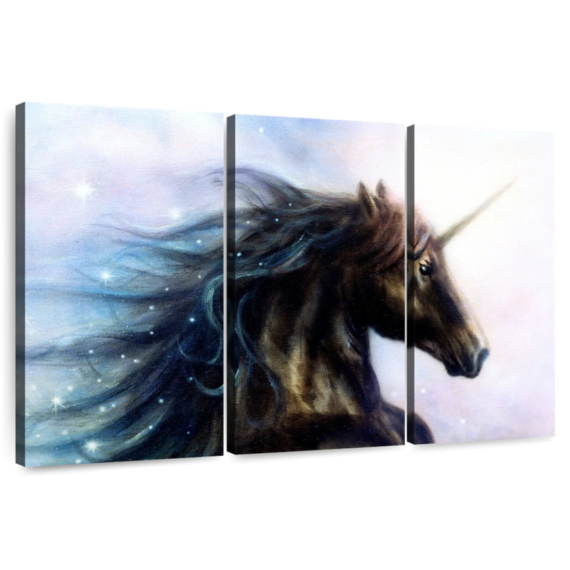 Kelan Black Unicorn, 20" H x 33" W