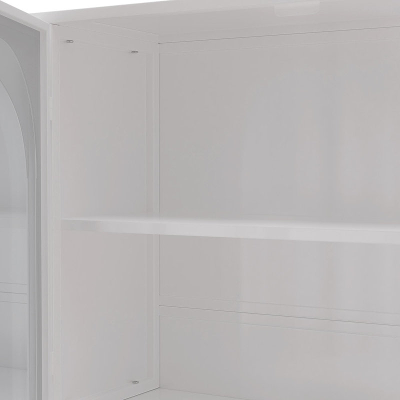 47.25" Four-Door Glass Wall Cabinet Storage, Wall-Mounted,Suitable For Kitchen, Living Room, Bathroom(White), White