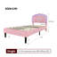 Upholstered Bed Pink Velvet With LED Adjustable Shell Shape Headboard (No Mattress)-1943319018-1943319019