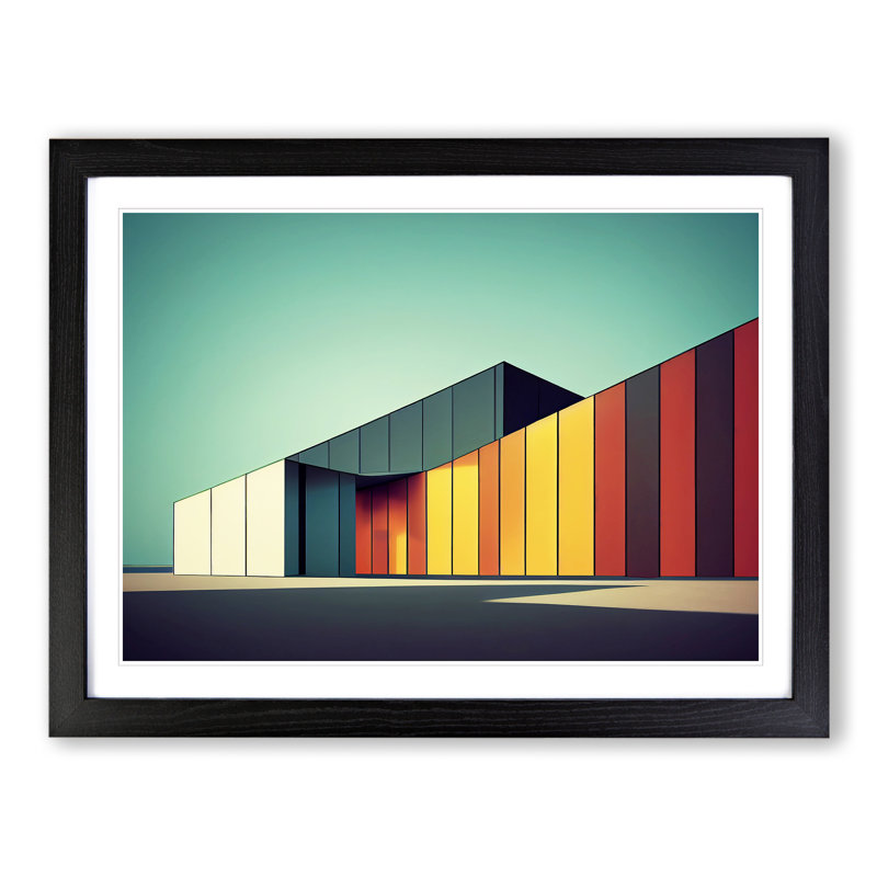 XH1022-6067X Modern Building Architecture Vol.1 - Single Picture Frame Print, Black, 46cm H x 64cm W x 2cm D