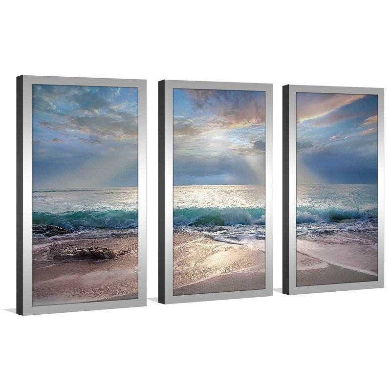"Aqua Blue Morning", reproduction sur acrylique 3 pièces, H 25,5 po x l 40,5 po x P 1 po