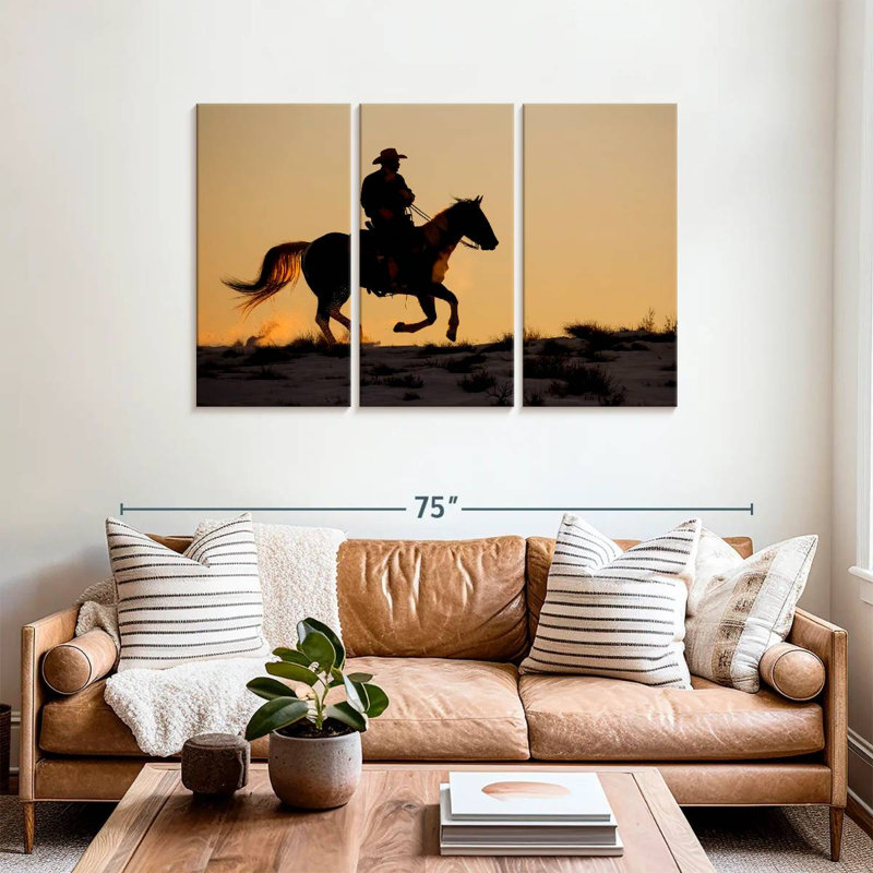 Lelar Cowboy On Horse, 36" H x 57" W