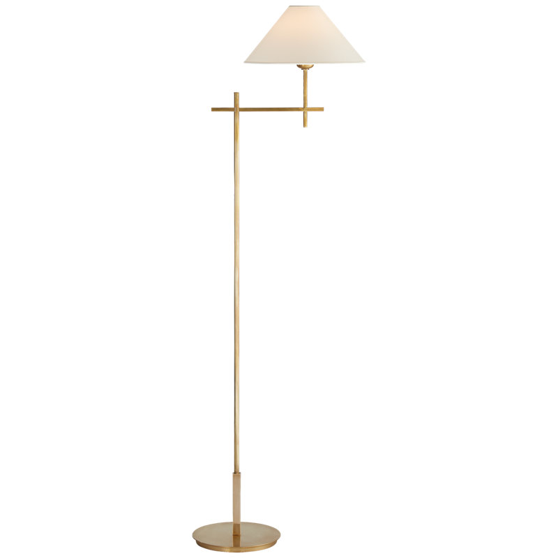 J. Randall Powers Hackney Bridge Arm Floor Lamp, Hand-Rubbed Antique Brass, Fabric