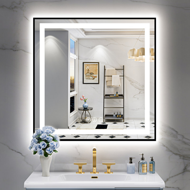 Miroir de salle de bain Matte, Carrée, 36 po x 36 po