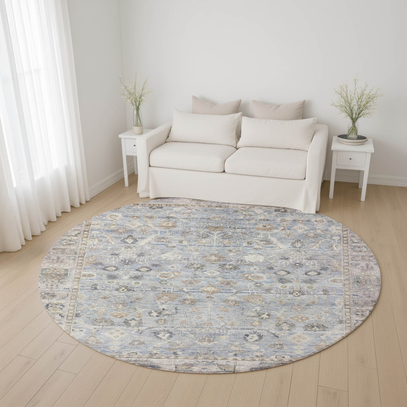 Premium Machine Washable Maag AMF1772 Global Rug, Round 8'