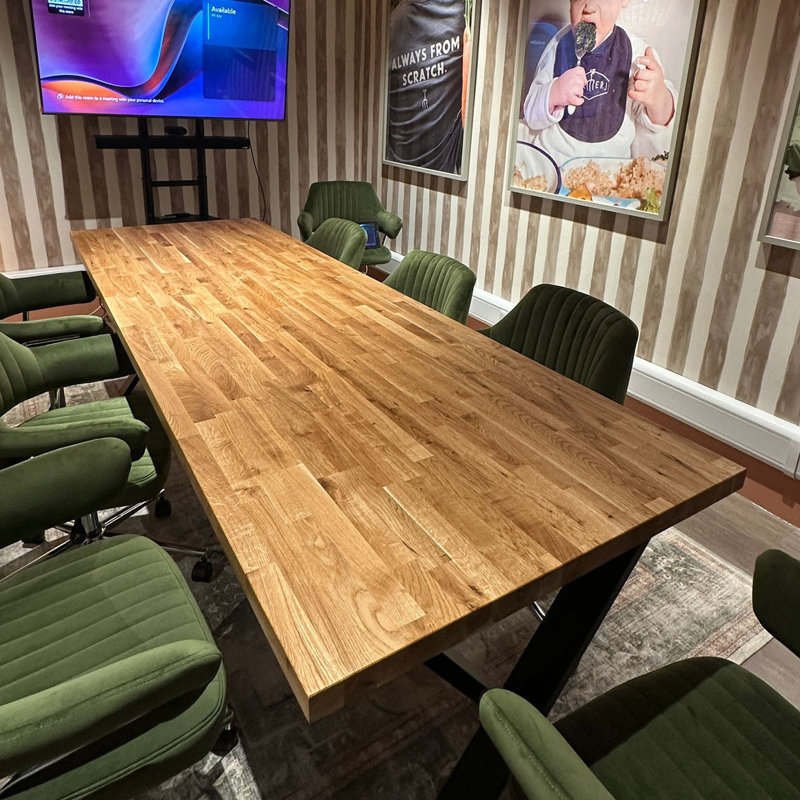 Staved Oak Dining Table Slim X Legs, 75cm H x 120cm W  x  60cm D