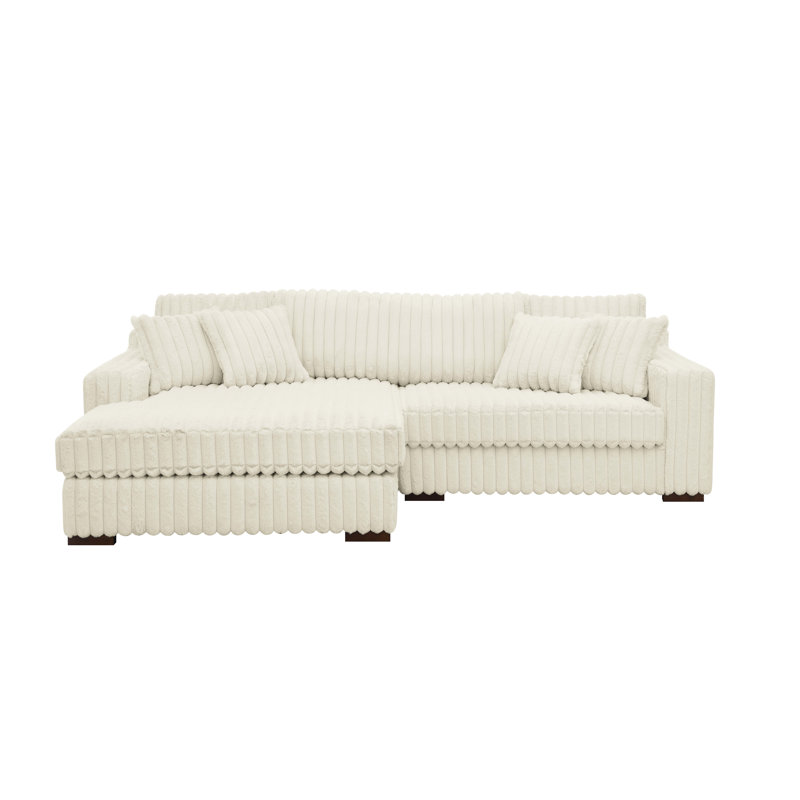 Luxe Corduroy Sectional Sofa, Beige Corduroy