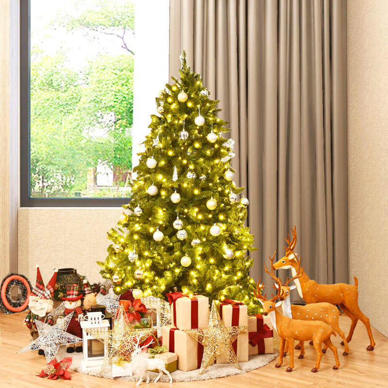 Sapin de Noël artificiel vert 5 pi avec 450 lumières claires / blanches