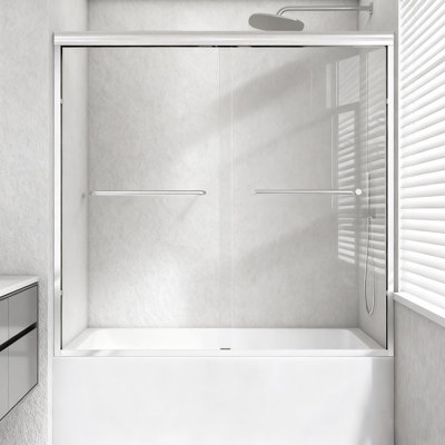 56-60 In. W X 60 In. H Framed Double Sliding Shower Door In Chrome With 1/4 In. Thick Clear Tempered Glass