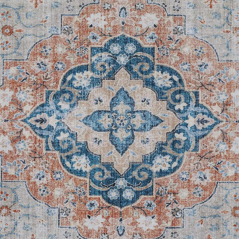 Tapis lavable rétro pour tapis de salon, Rectangle 9 pi x 12 pi