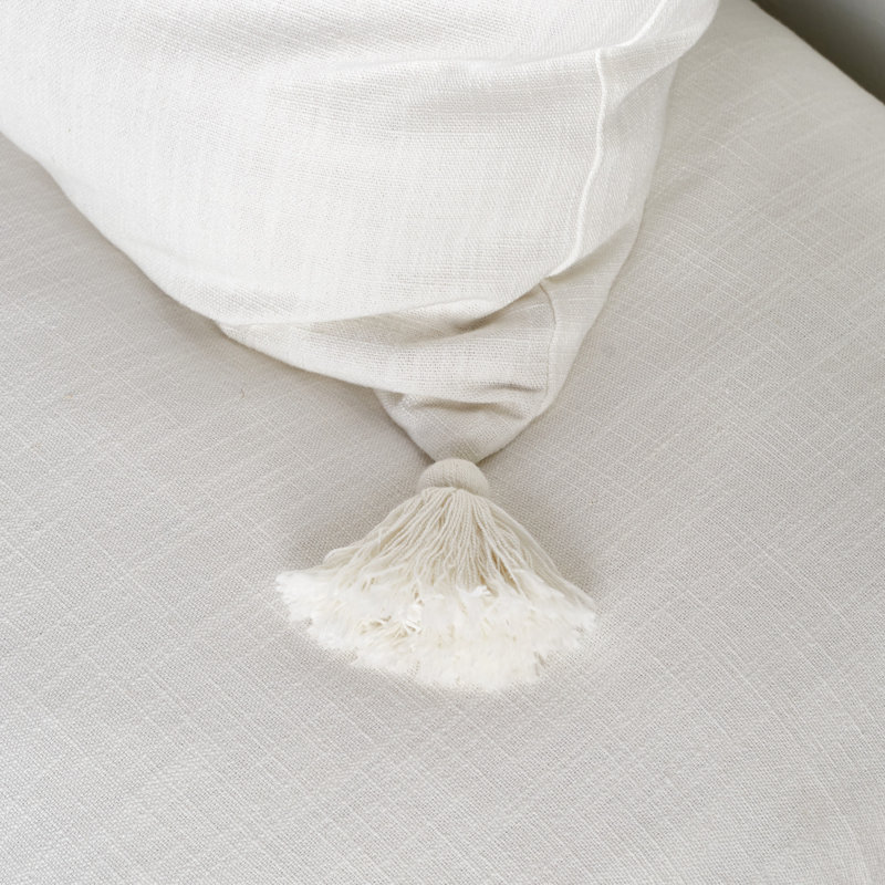 White Cotton Tassel Euro Sham Pillow Cover