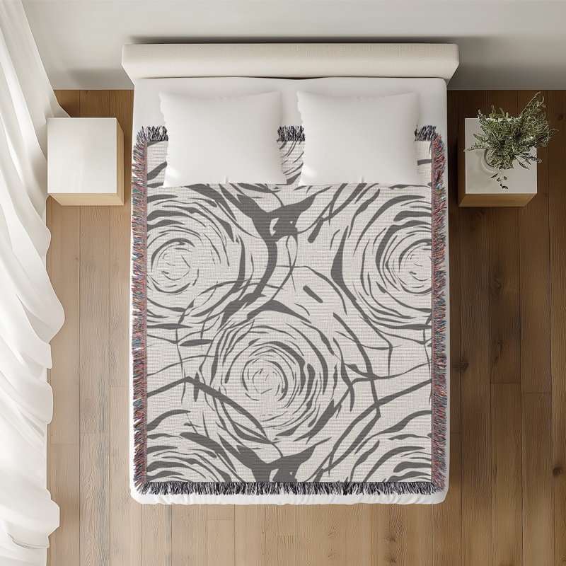 Jeté rose en coton Rose, Gris, 50 x 70
