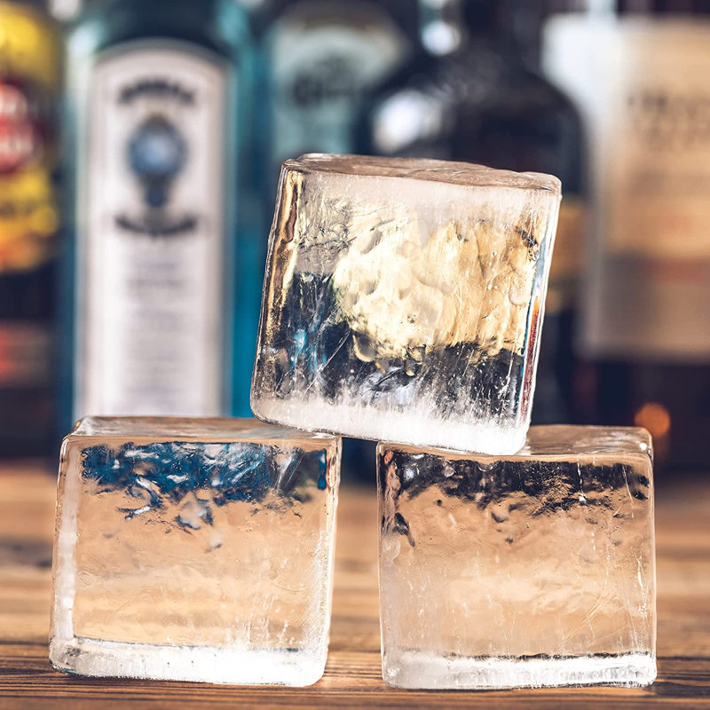 Zulay Kitchen Silicone Square Ice Cube Mold and Ice Ball Mold For Whiskey 2-Piece, Black, 9.6" H x 5.8" W x 3.5" D