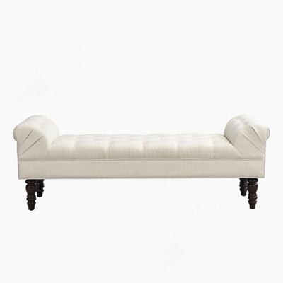 Button-Tufted End Of Bed Bench,Large Upholstered Ottoman,Foot Rest With Legs,Footstool With Rolled Arms,Upholstered Fabric Bench,Indoor Bench For Bedroom,Living Room,Entryway,Beige