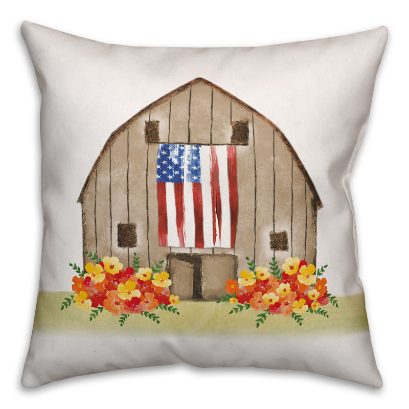  Patriotic Barn Square Pillow Cover & Insert