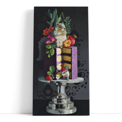 «Purple Cake Squirrels», reproduction d'art sur toile