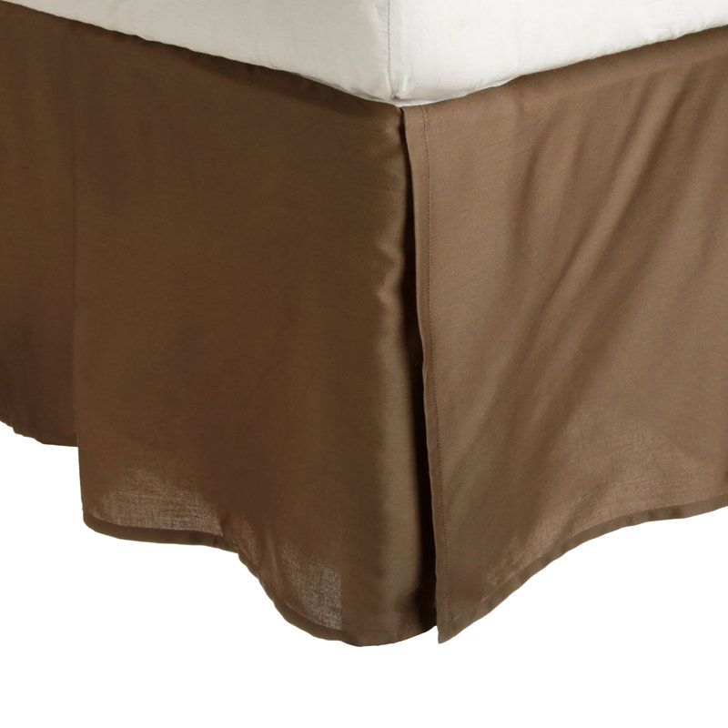 Luxurious 300-Thread Count Certified Egyptian Cotton Bed Skirt with 15-Inch Drop & Tailored Pleats, Taupe, Queen