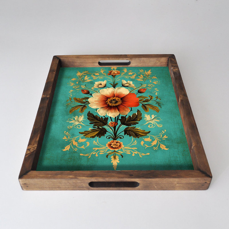 Elegant Solid Wood Tray, 18.9 x 15.0 x 1.6 inches | UV Printed on 0.2-inch Thick MDF | Perfect for Serving, Organizing, and Home Décor | Durable and Stylish Design for Any Occasion