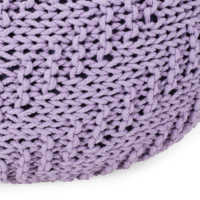 Pouf tricoté en coton lavande Spellbind - ou coussin de sol capacité de poids de 200 lb option décorative