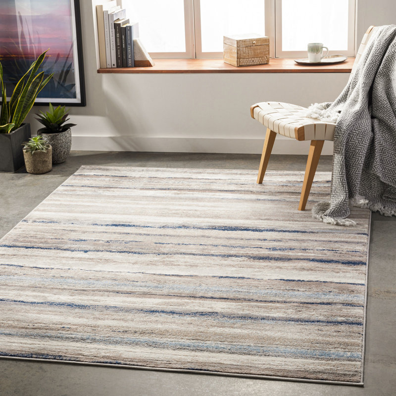 Navy, Modern Rug, Striped Easy to Clean Rug For Living Room, Dining Room, Bedroom, Kitchen, Rectangle 120 x 170 cm