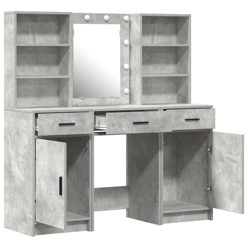 Dressing Table with Mirror, Concrete Grey