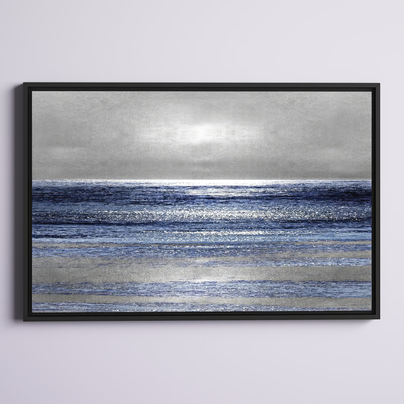 «Silver Seascape II» par Michelle Matthews - Impression sur toile, H 24 po x l 32 po, Impression encadrée avec passe-partout