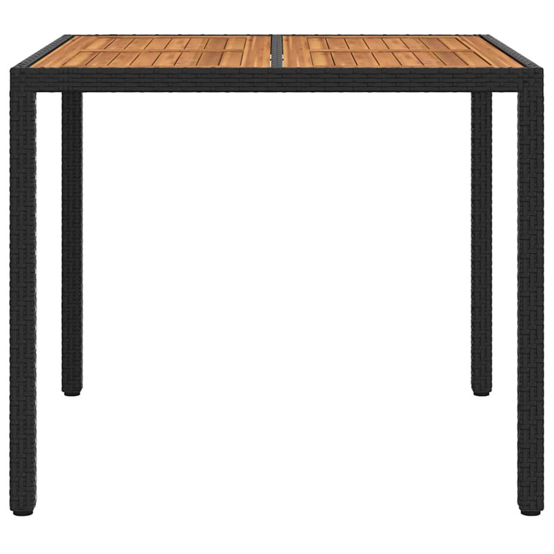 Table de jardin vidaXL en rotin de polyester noir 35,43 x 35,43 x 29,53, H 29,5 po x L 35,4 po x l 35,4 po, Noir