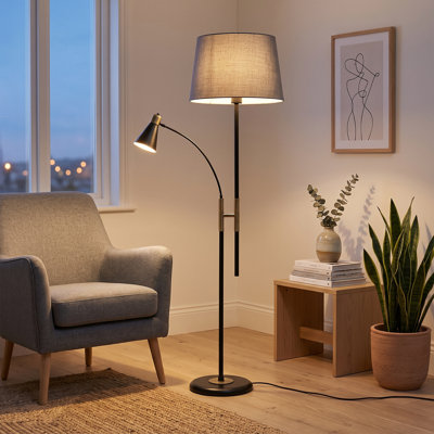 Lampe sur pied à abat-jour cylindrique noir Starlight