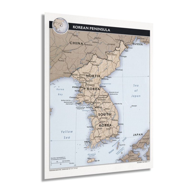 " 2011 Korean Peninsula Map Poster;2011 Korean Peninsula Map Poster ", 36" H x 24" W