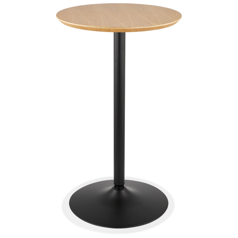 Jeneba Round Metal Base Dining Table, Natural, Black