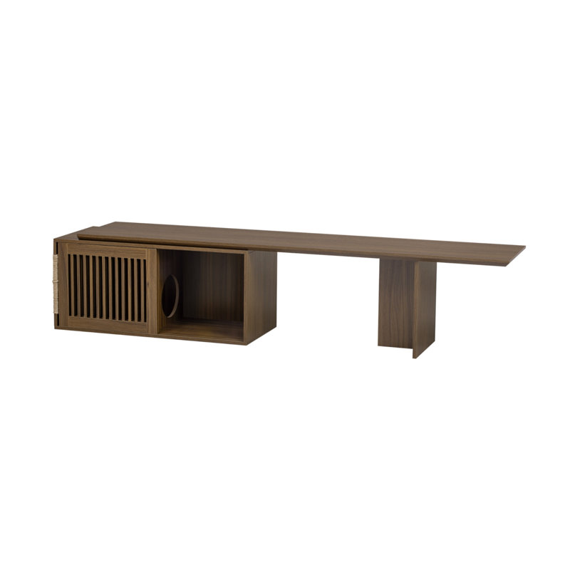 Meuble télé Mid-Century Morden en noyer avec table extensible 