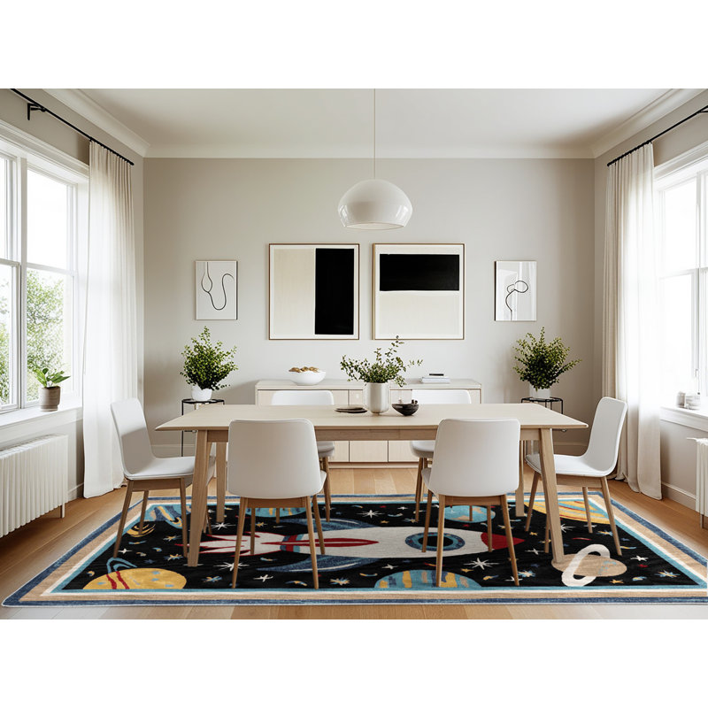 Machine Washable Space Beige Area Rug, Rectangle 7' x 10'