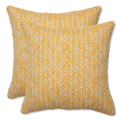 Herringbone Ink Blue Herringbone 16.5-Inch Throw Pillow