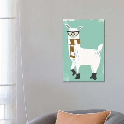 Bundle Up Llama II by June Erica Vess - Wrapped Canvas Painting