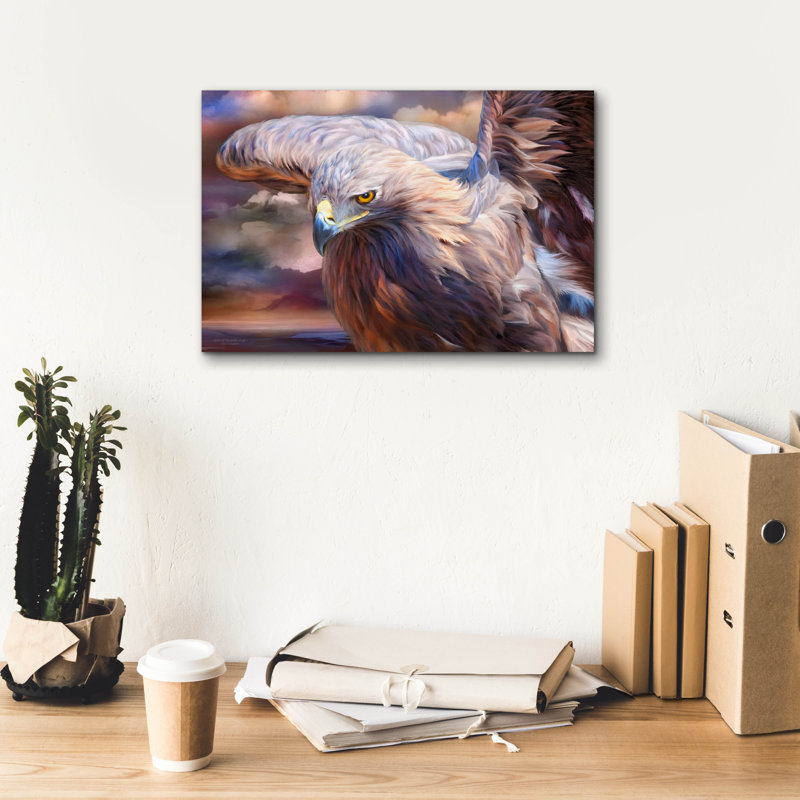 «Spirit of Golden Eagle» par Carol Cavalaris, art mural sur toile, H 12 po x l 18 po x P 0,75 po