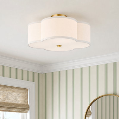 Plafonnier semi-encastré en tissu 4 lumières