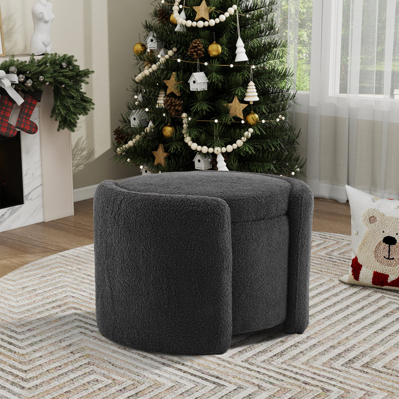 Repose-pieds moderne avec repose-pieds et rangement, Gris foncé