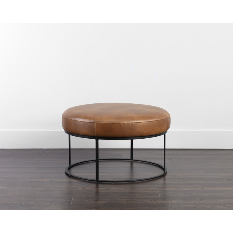 OTTOMAN - TABAC TAN, Similicuir brun clair
