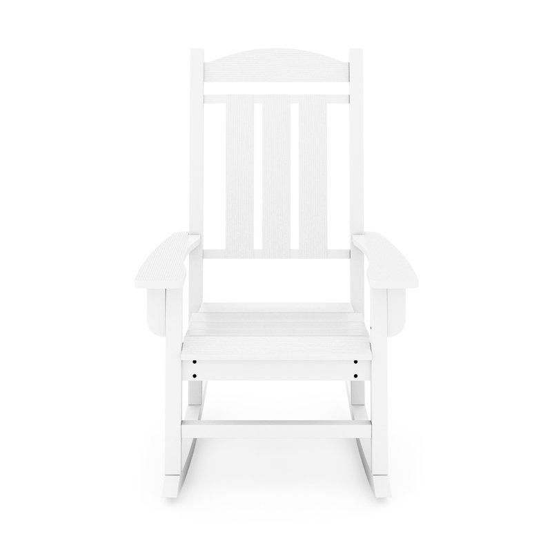 Fauteuil à bascule blanc - fabriqué avec du bois d'œuvre de couleur classique qui rehausse la beauté extérieure