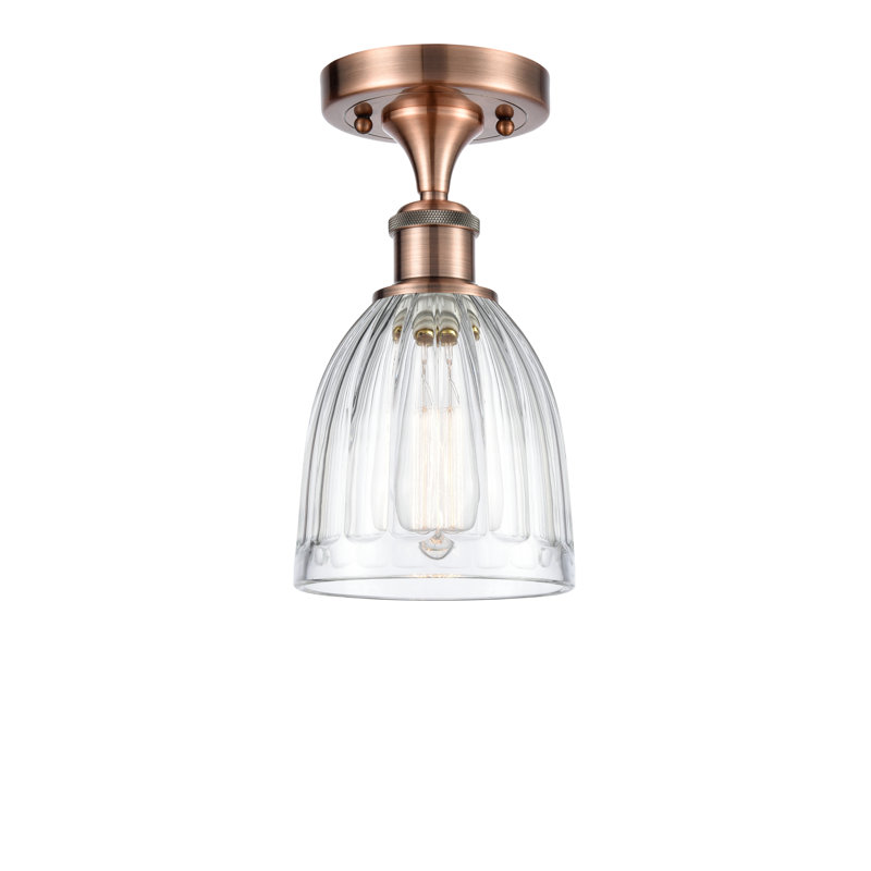 Plafonnier semi-encastré 1 lumière 5,75 po Dunder, Cuivre antique, Ampoule DEL 6 watts Vinage, Transparent