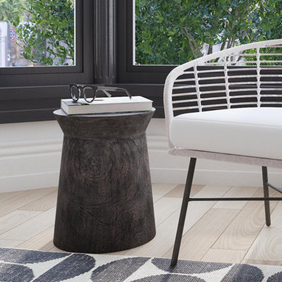 Tapered Round Solid Wood Pedestal Side Table