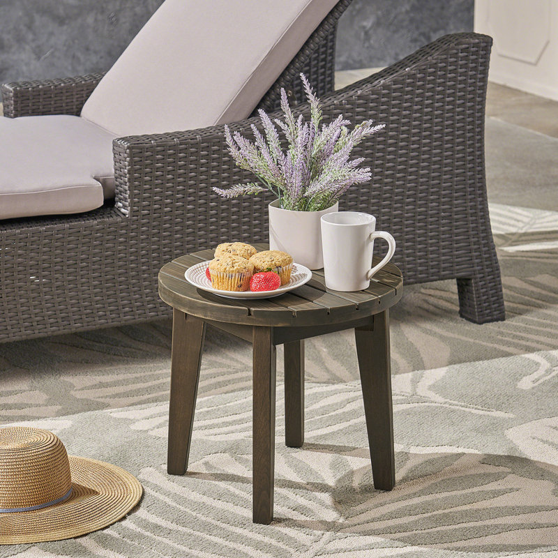 Table d'appoint d'extérieur en bois d'acacia durable avec conception à lattes classique, parfaite pour la terrasse et la cour