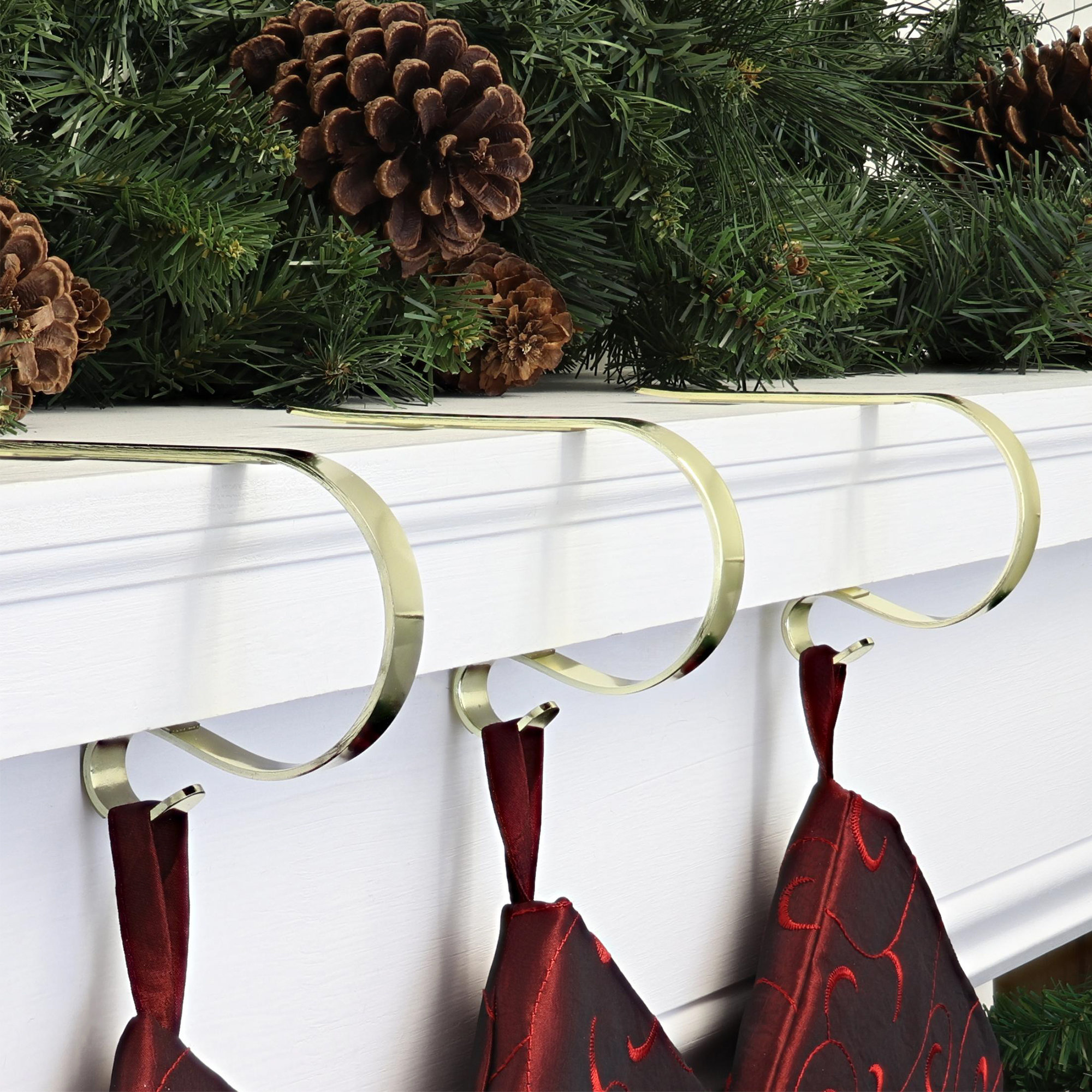 Mantleclip Stocking Holder, Brass
