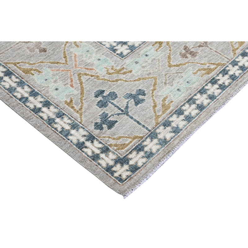 Tapis unique gris / blanc / jaune 8 pi 4 po x 9 pi 7 po