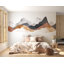 Abstrait montagne, art mural paysage neutre, grande décalcomanie murale amovible moderne pour le salon 097Mv