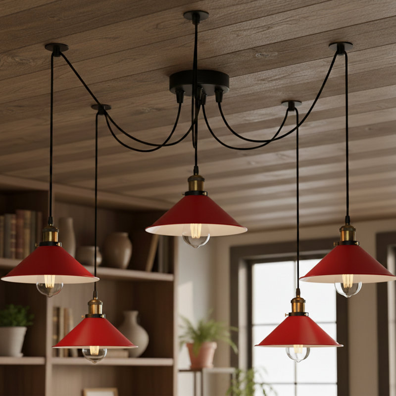 5 - Light Cone Pendant, Red, Yes
