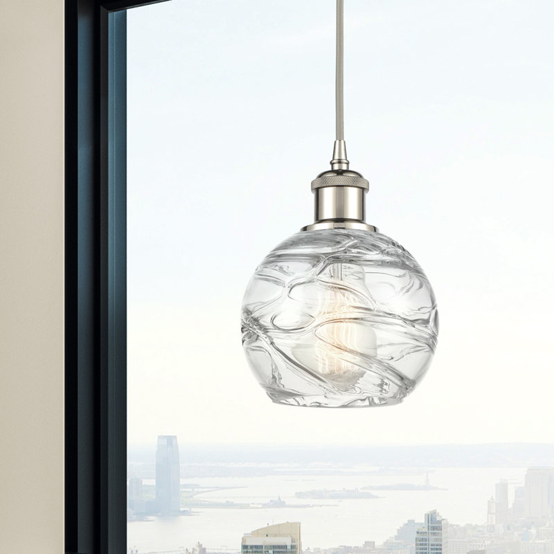 Luminaire suspendu sphère 1 lumière Aanya, Nickel poli, Ampoule DEL 6 watts Vinage