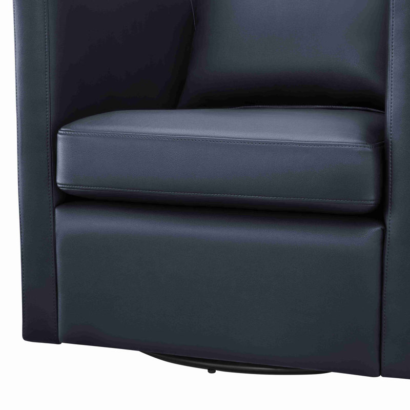 Fauteuil demi-tonneau pivotant en similicuir, Bleu
